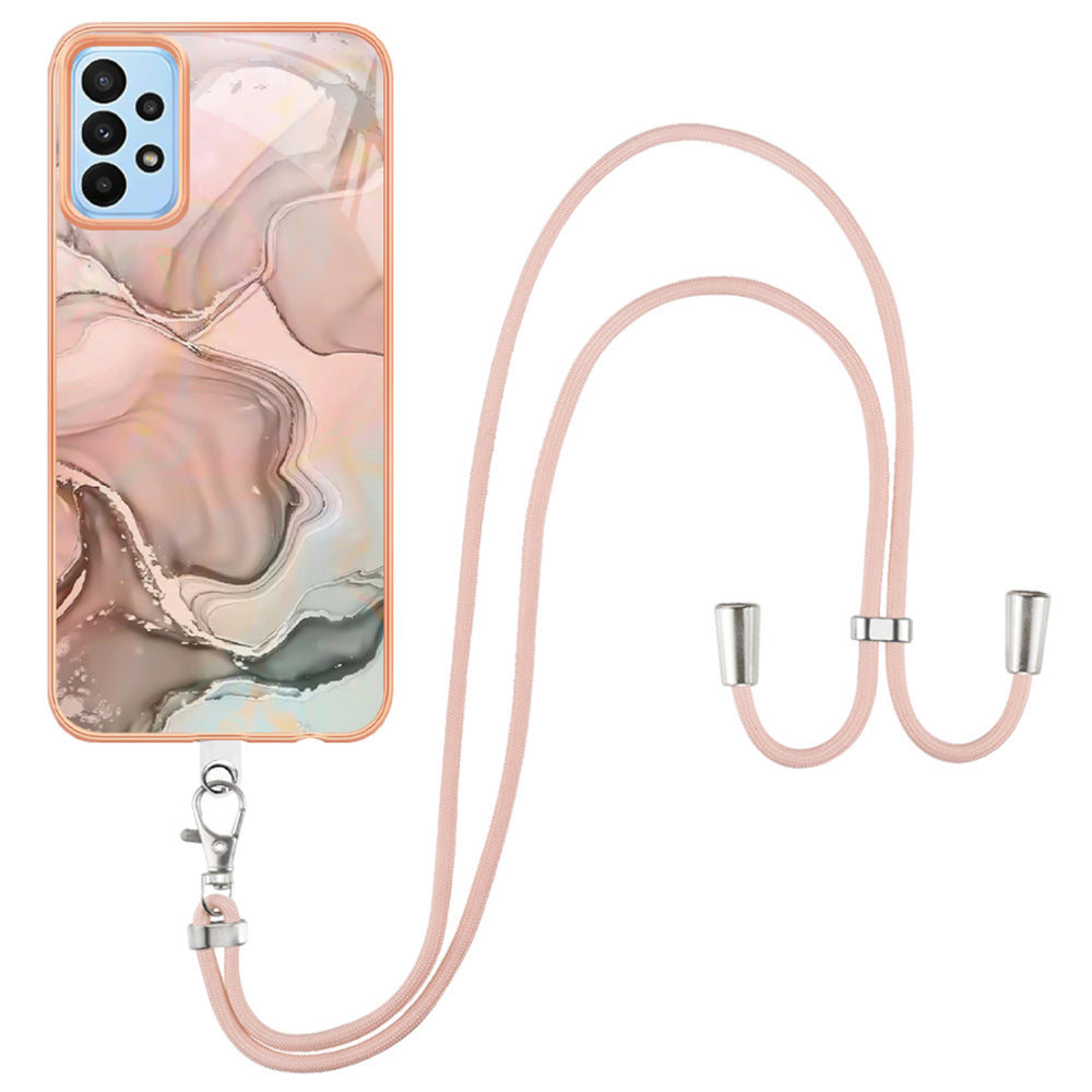 YB IMD Series-18 Style E IMD Phone Case for Samsung Galaxy A53 5G 2.0mm TPU Electroplating Marble Pattern Cover with Lanyard YB IMD Series-18 Style E IMD Phone Case for Samsung Galaxy A53 5G 2.0mm TPU Electroplating Marble Pattern Cover with Lanyard